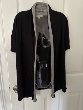 OneA Gray and Black Cardigan Sweater - Classic Open Front